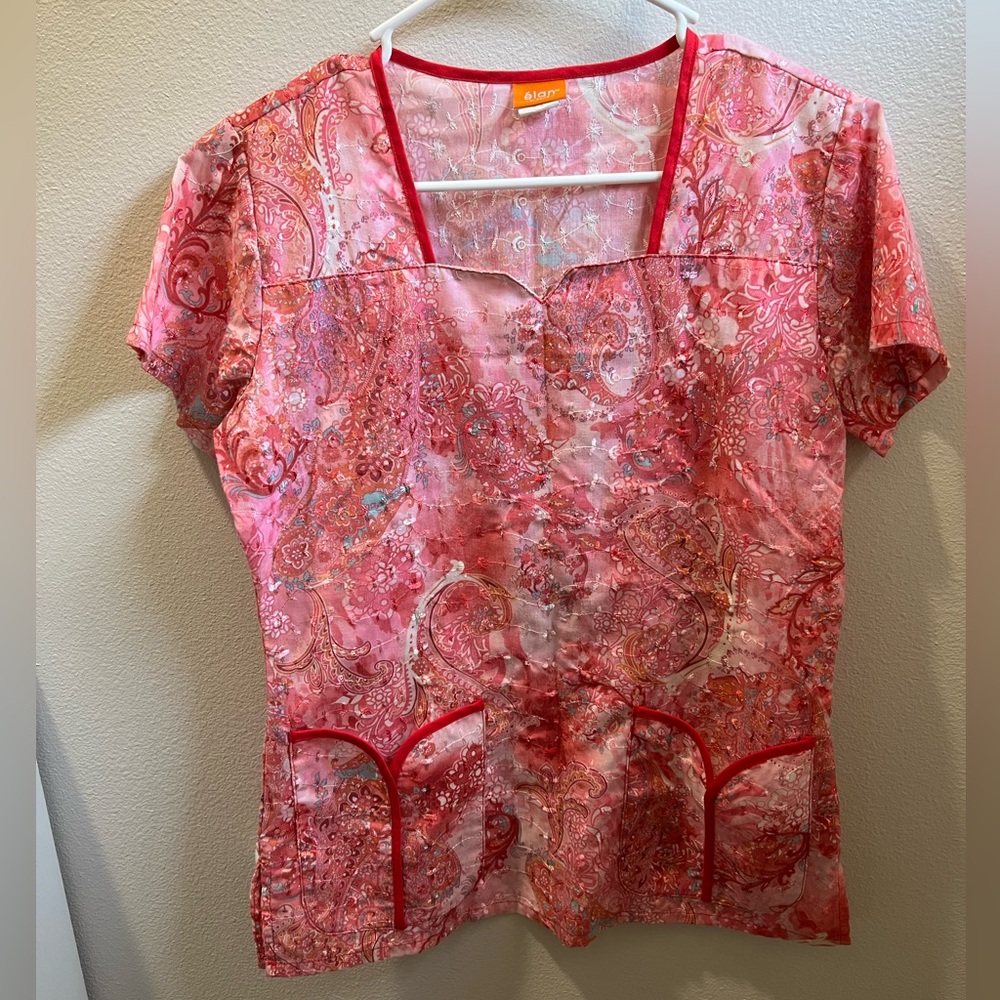 Elan by Branco uniform embroidered scrub top‎ size small